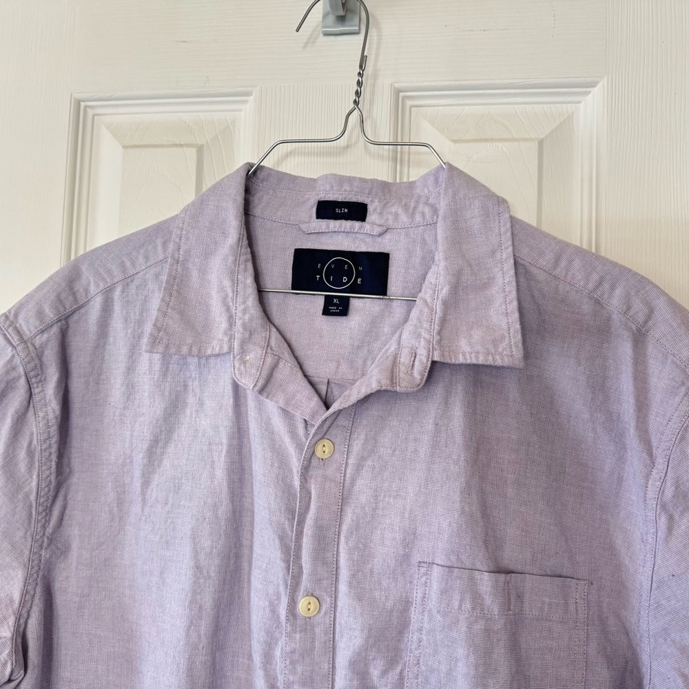 Even Tide Button Down Shirt XL Light Purple Short Sleeve‎ Casual Cotton Beach - Picture 3 of 8